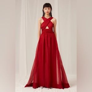 Keepsake In Knots Crossover Keyhole Gown In Rouge